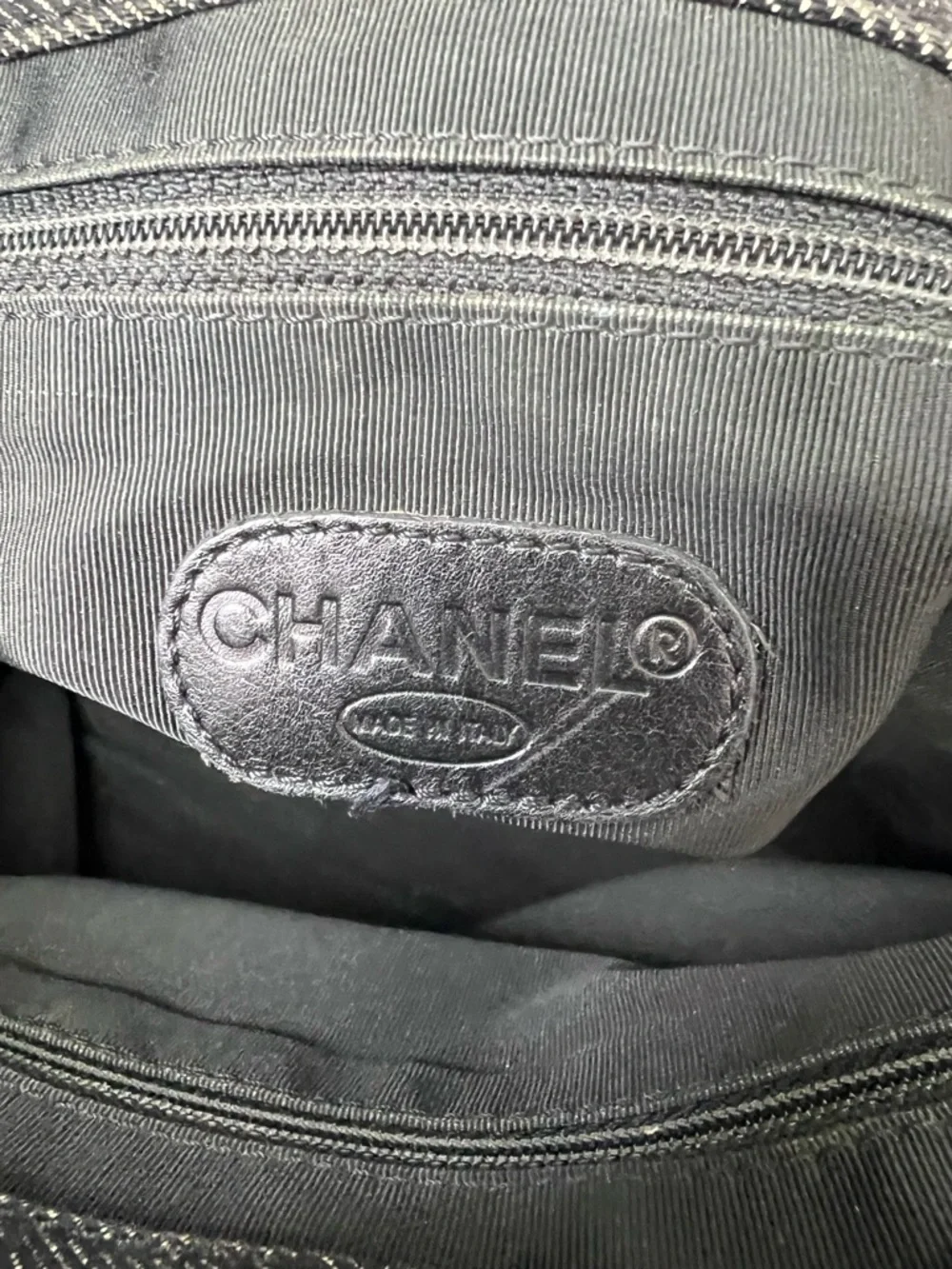 CHANEL Black Denim Tote with Brown Leather Trim and Gold CC Turnlock Accent - Picture 10 of 11